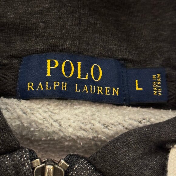Like new POLO Ralph Lauren Charcoal Gray Zipper Hoodie Jacket Size Large - Picture 3 of 10